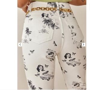 Reformation Black & White Joyride High Rise Straight Leg Jeans Size 25 EUC